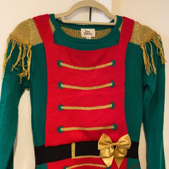 Born Famous Women Christmas Sweater Dress Toy Soldier Nutcracker - Picture 4 of 4